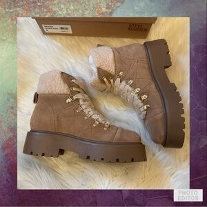 Steve Madden Reyen Platform Boot Oatmeal Suede - New in Box - Size 8